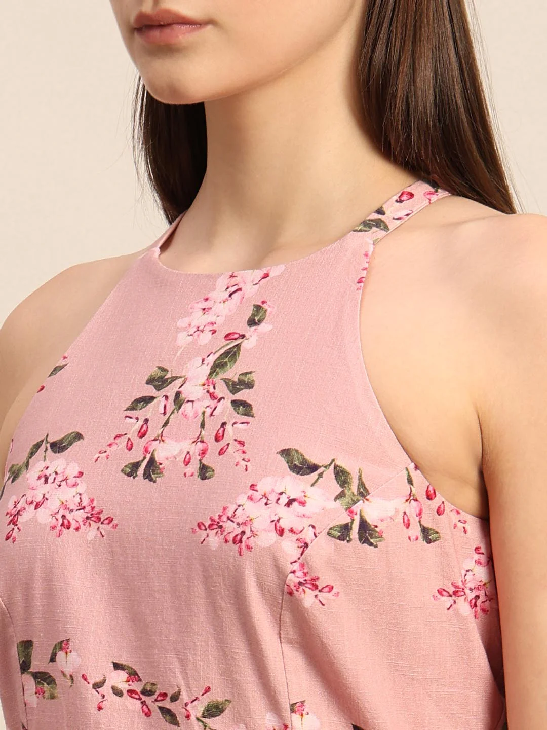Pink Floral Print Midi Dress - Image 6