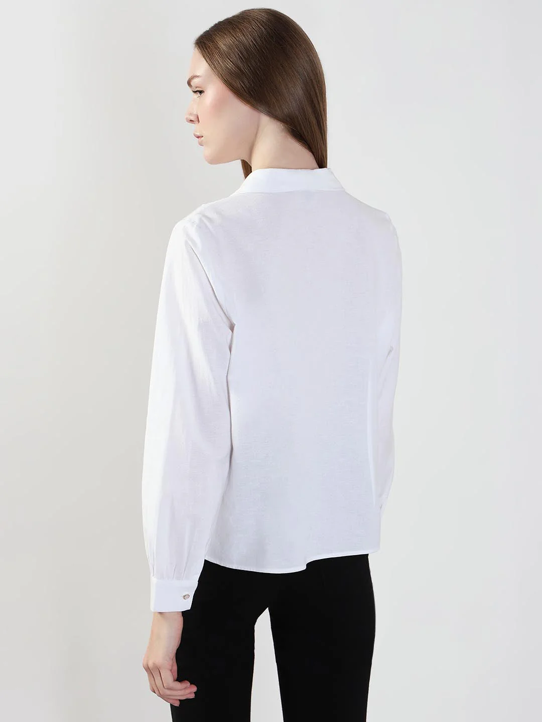 White Shawl Collar Shirt - Image 3