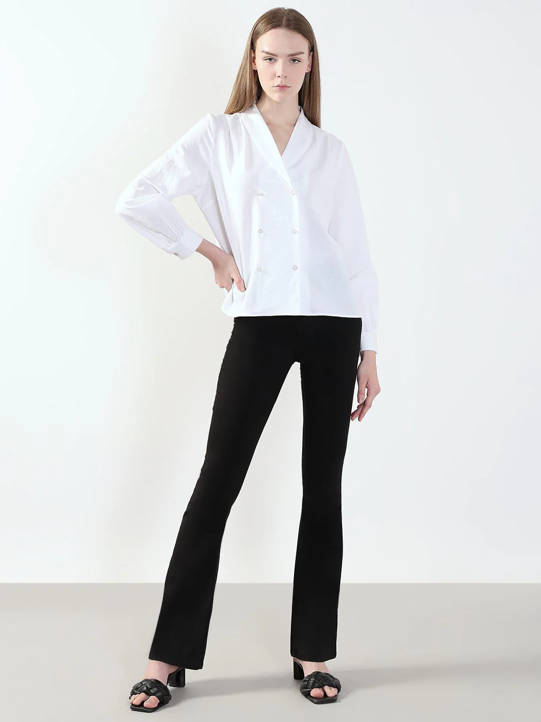 White Shawl Collar Shirt - Image 5