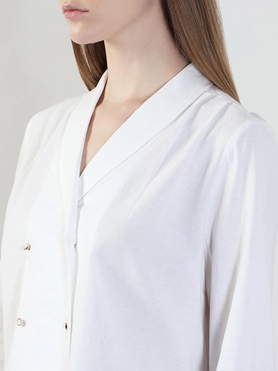 White Shawl Collar Shirt - Image 8