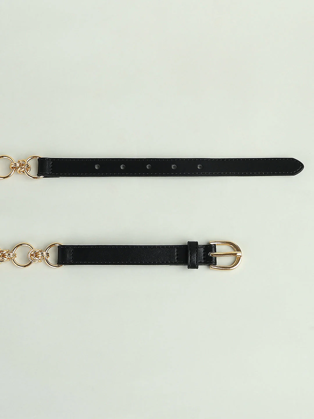 Black Faux Leather Gold Chain Belt - Image 4