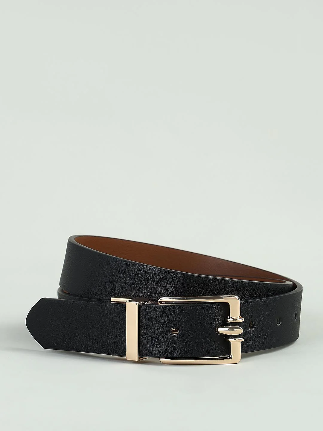 Black Golden Buckle Jeans Belt - Image 2