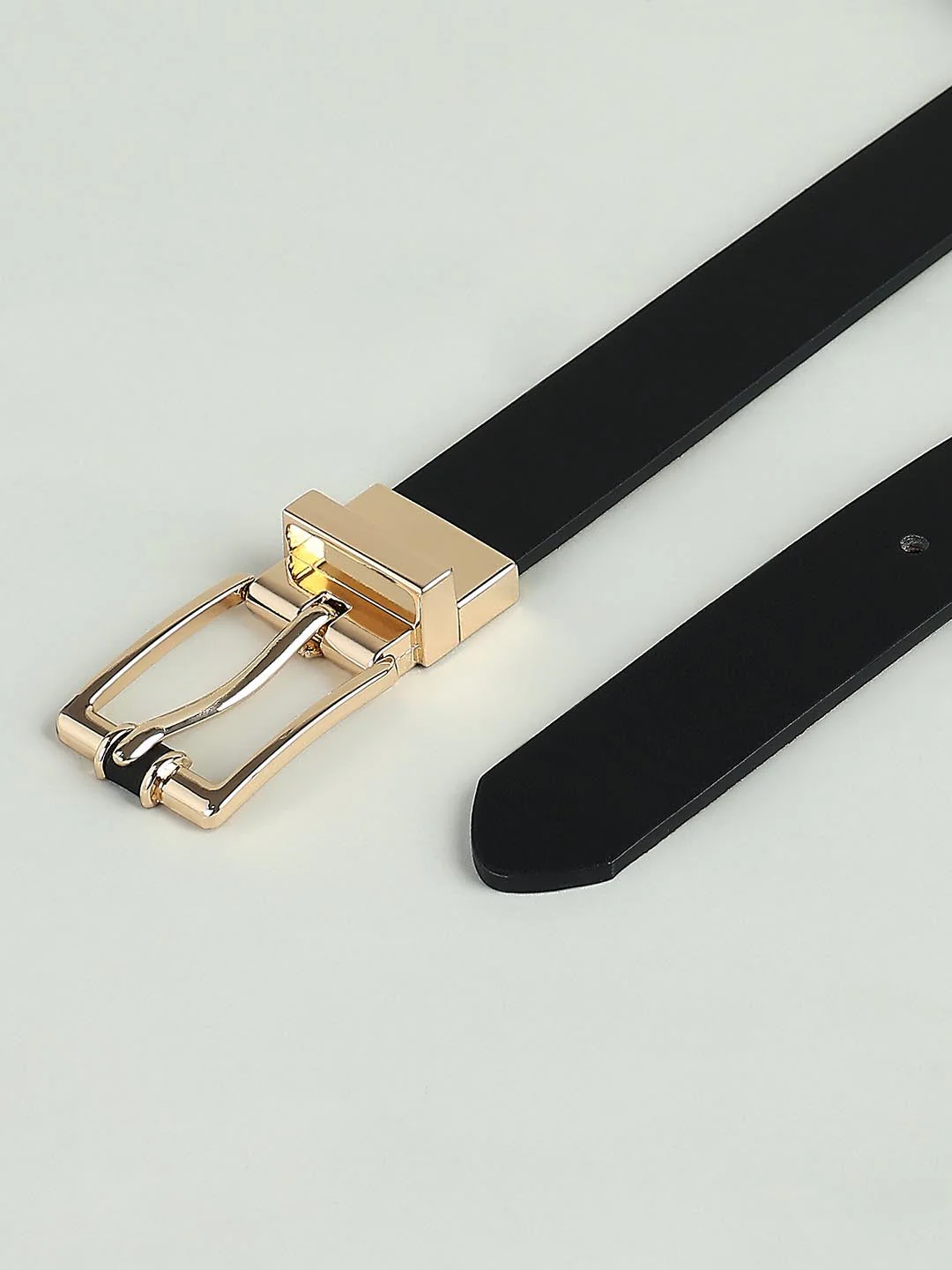 Black Golden Buckle Jeans Belt - Image 3