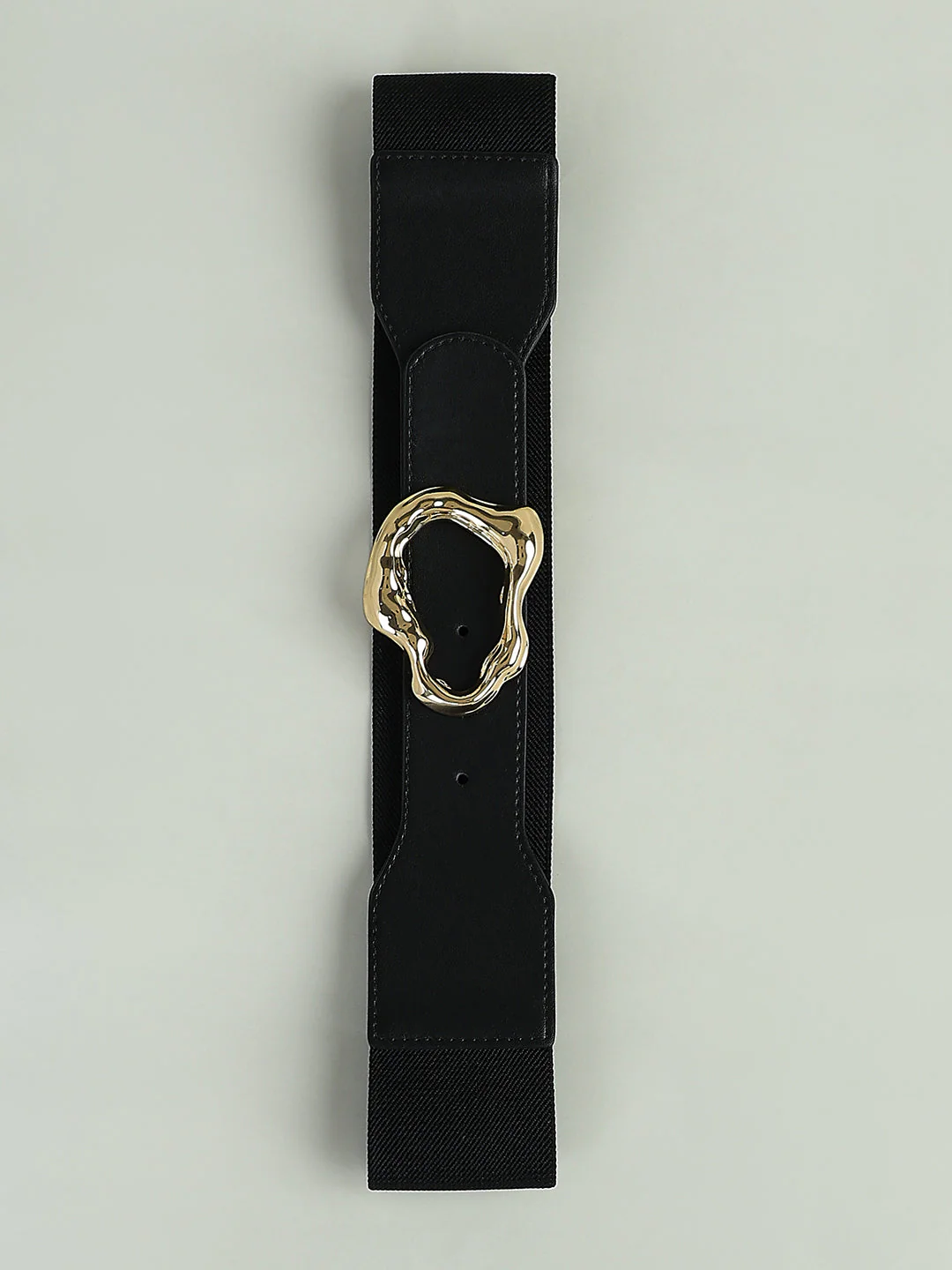 Sculpted Buckle Black Waist Belt - Image 2
