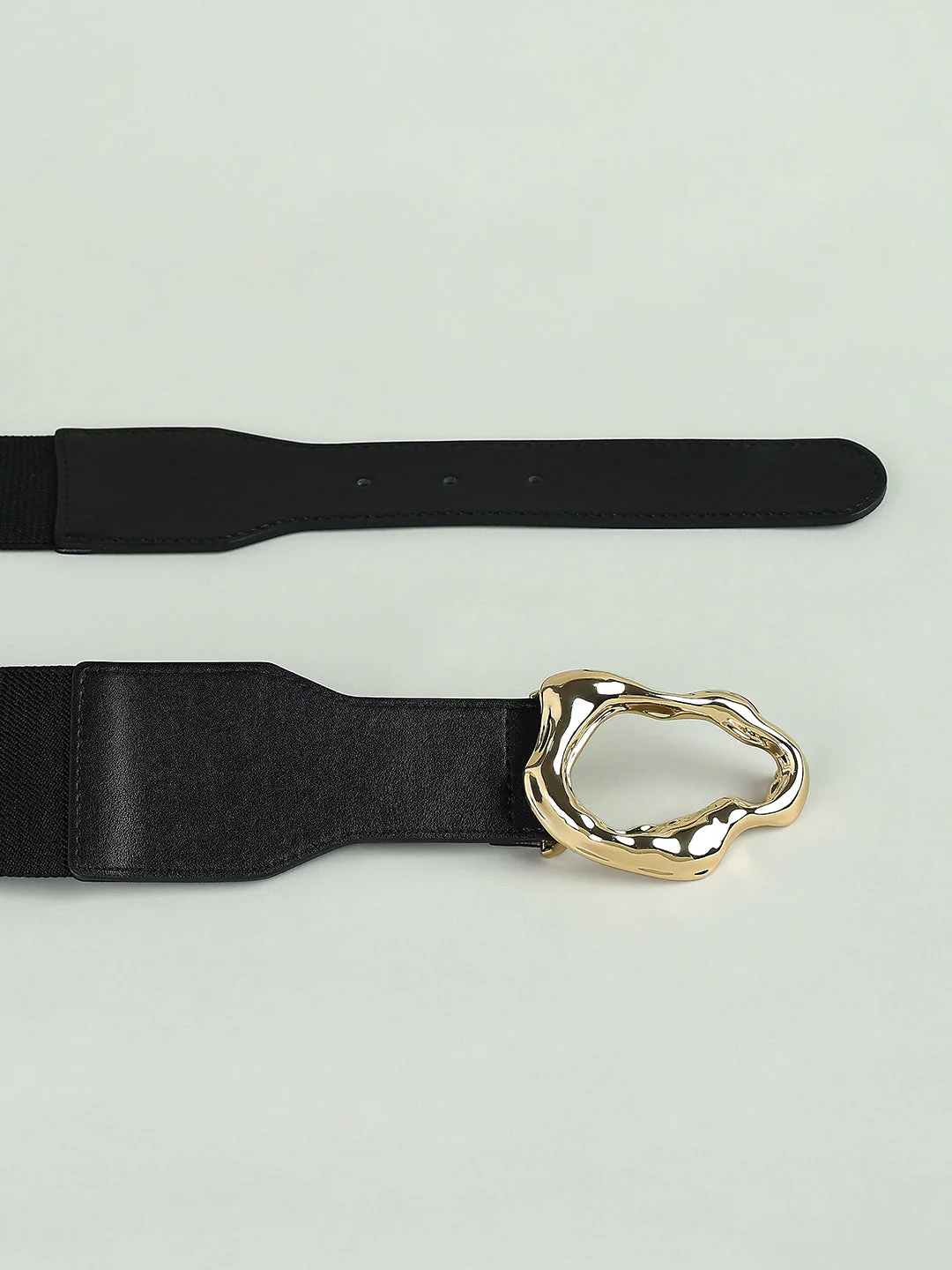 Sculpted Buckle Black Waist Belt - Image 3