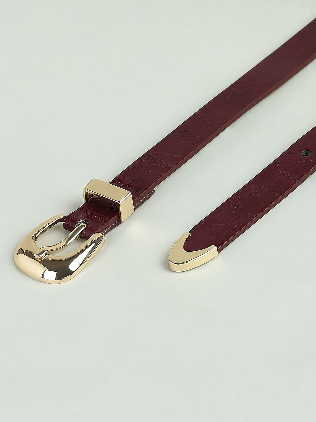 Burgundy Gold Buckle Belt - Image 3