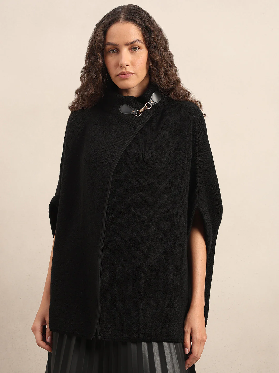 Black Knit Poncho - Image 2