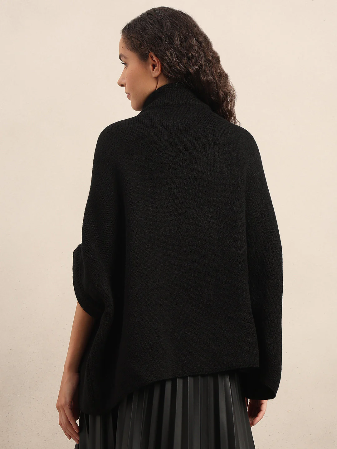 Black Knit Poncho - Image 4