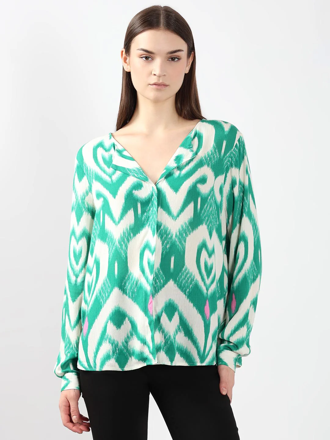 Vero Moda Green Abstract Print Shirt - Image 2