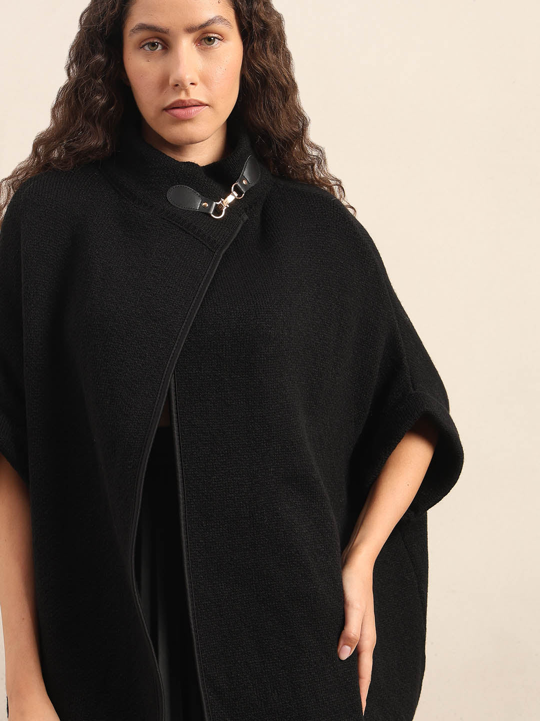 Black Knit Poncho - Image 6