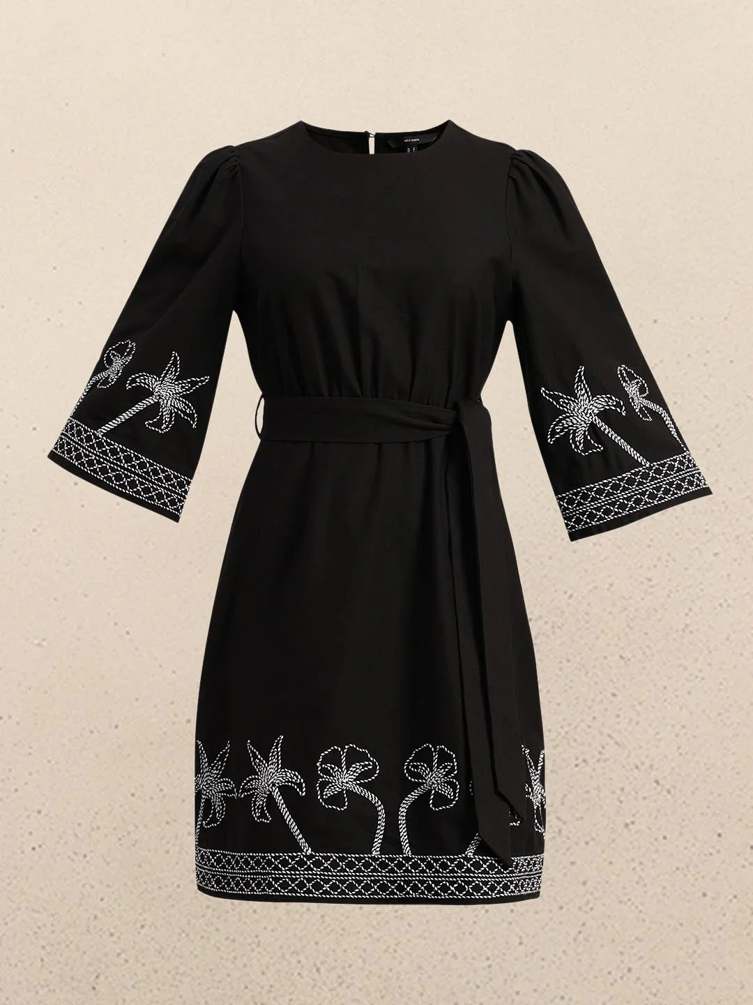 Black Embroidered Cotton Dress - Image 7