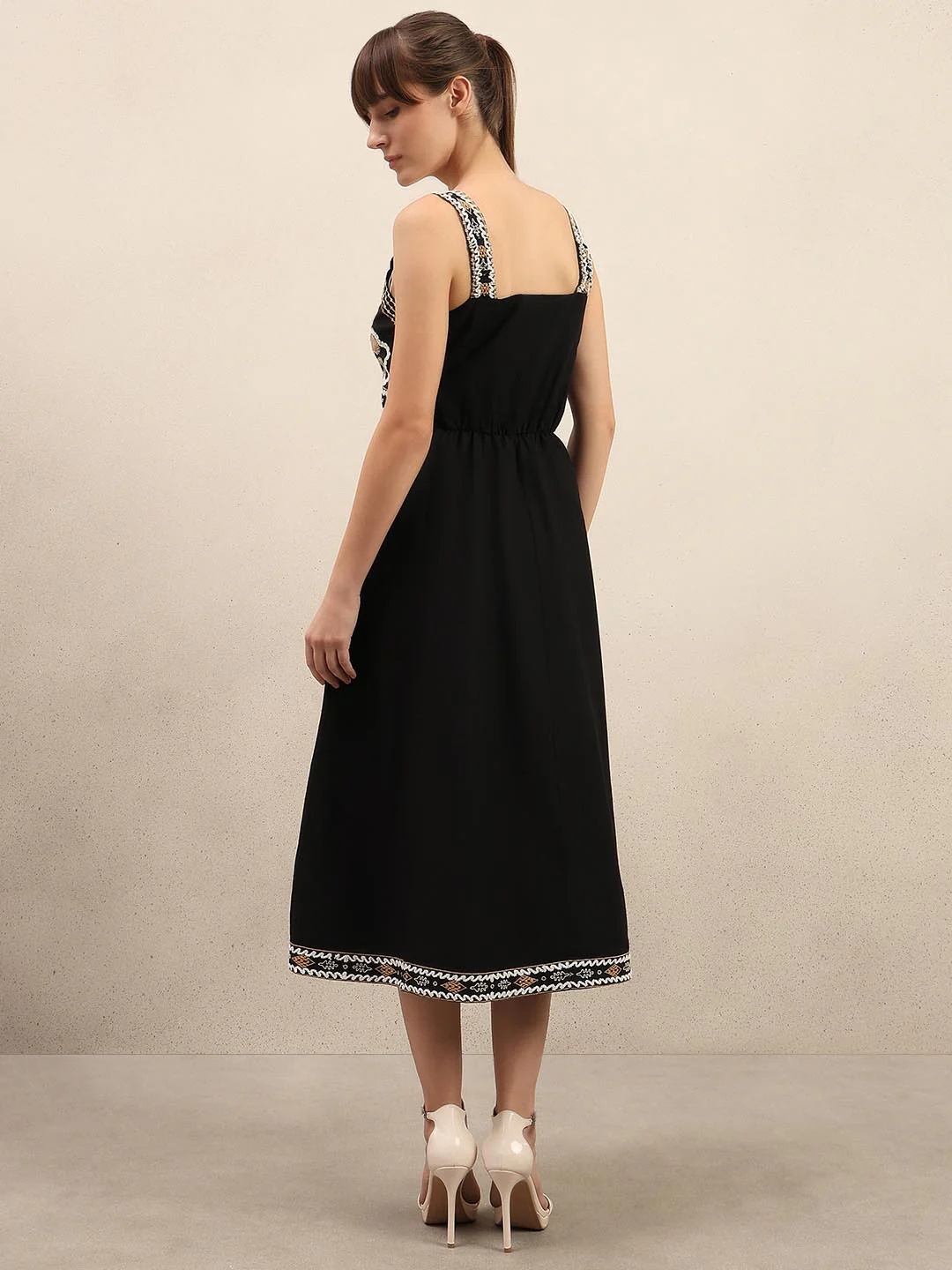 Black Embroidered Cotton Dress - Image 4