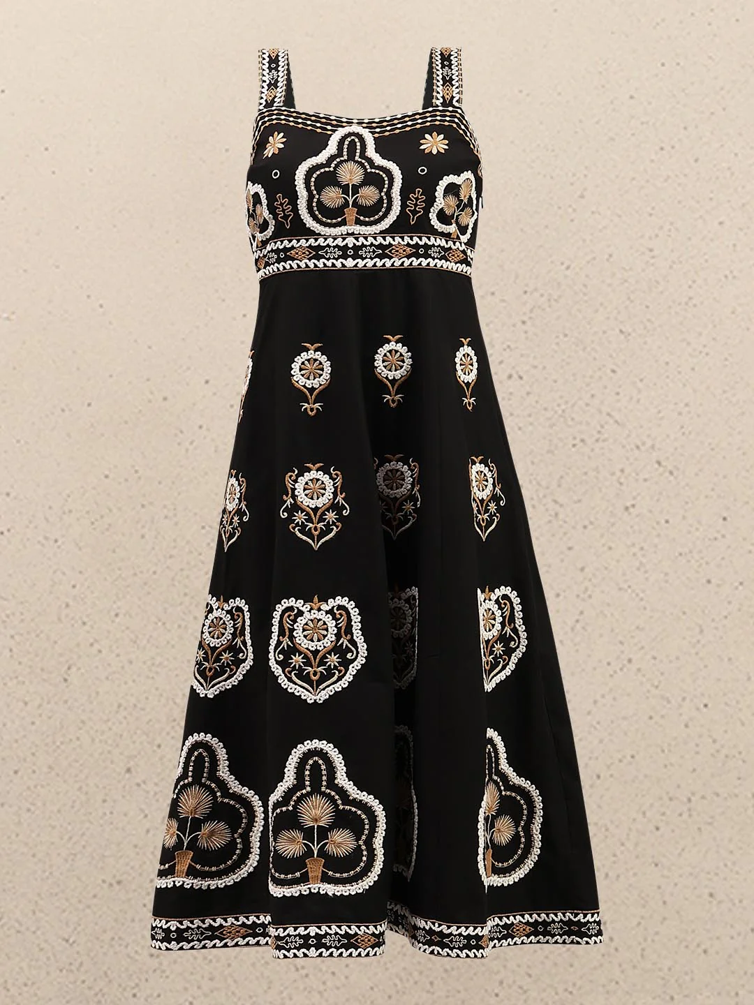 Black Embroidered Cotton Dress - Image 7