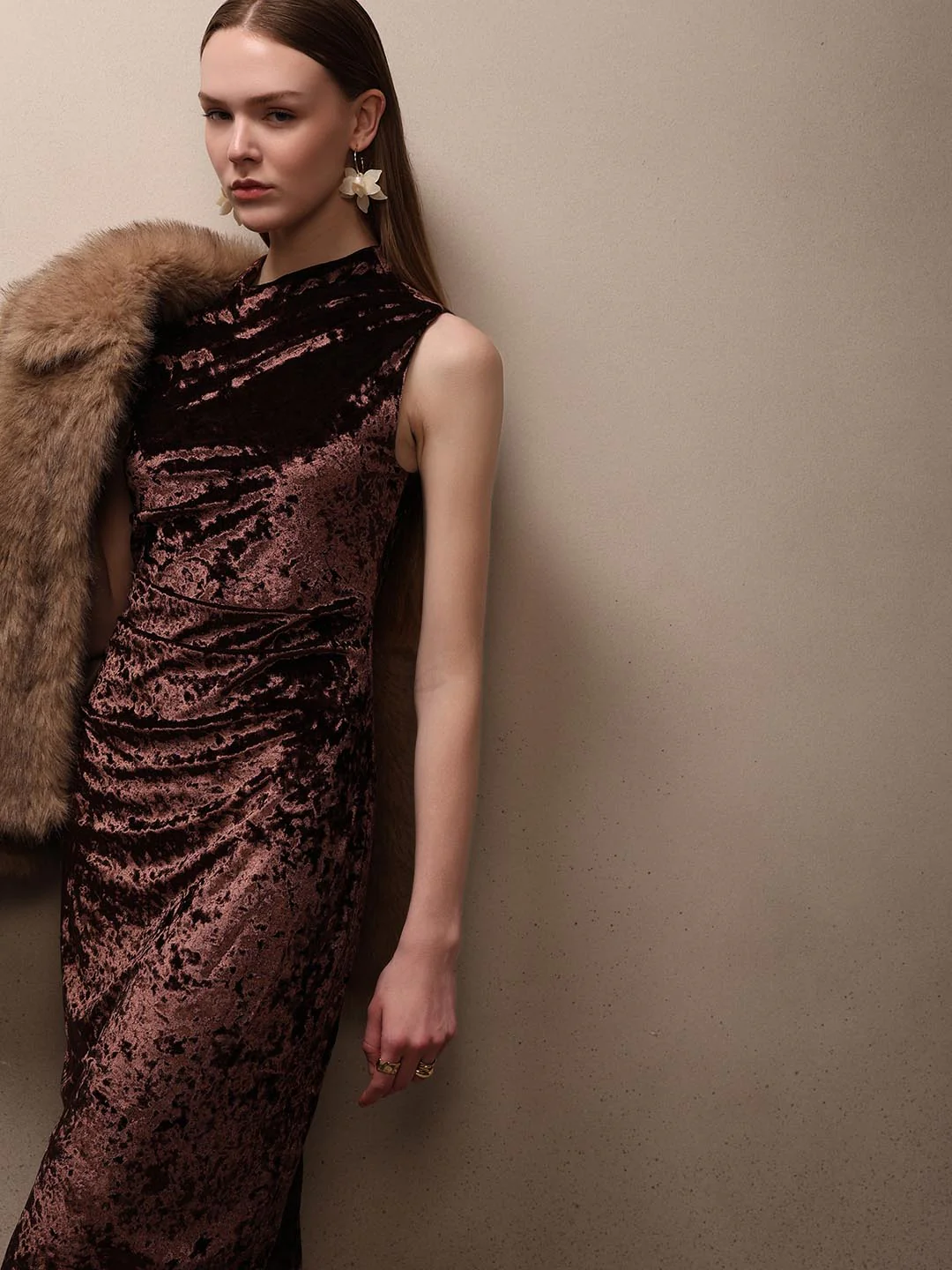 Brown Bodycon Midaxi Dress