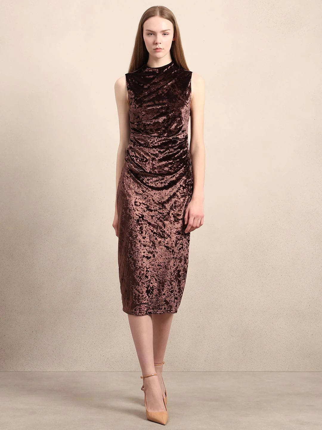 Brown Bodycon Midaxi Dress - Image 2