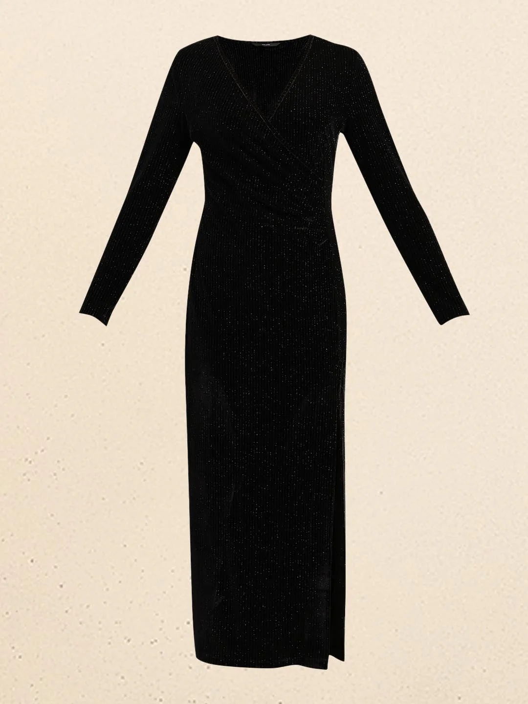 Black Shimmer V-Neck Dress - Image 7