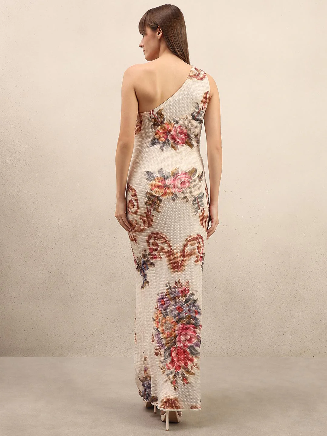 Ecru Printed Sleeveless Maxi Dress - Image 4
