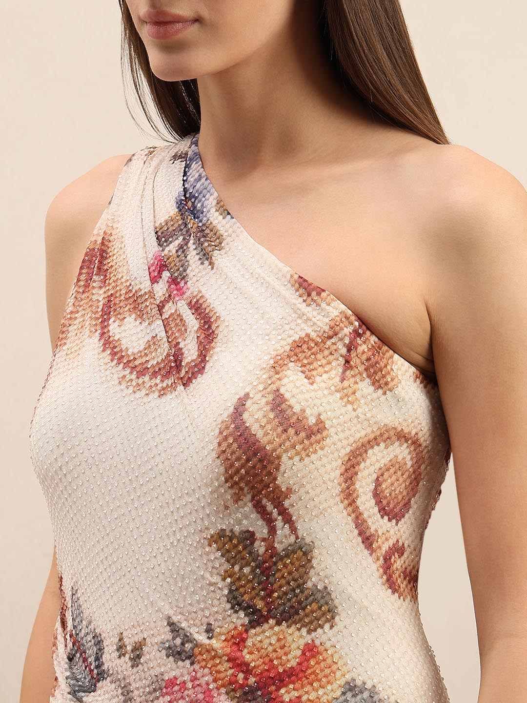 Ecru Printed Sleeveless Maxi Dress - Image 6