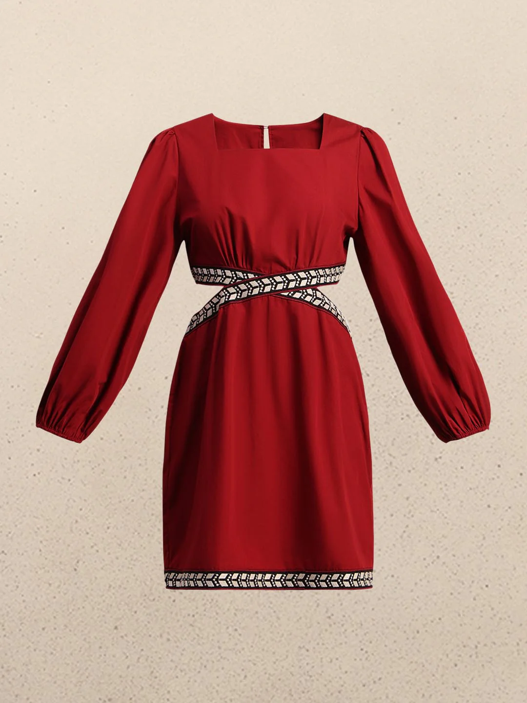 Red Puff Sleeves Mini Dress - Image 7