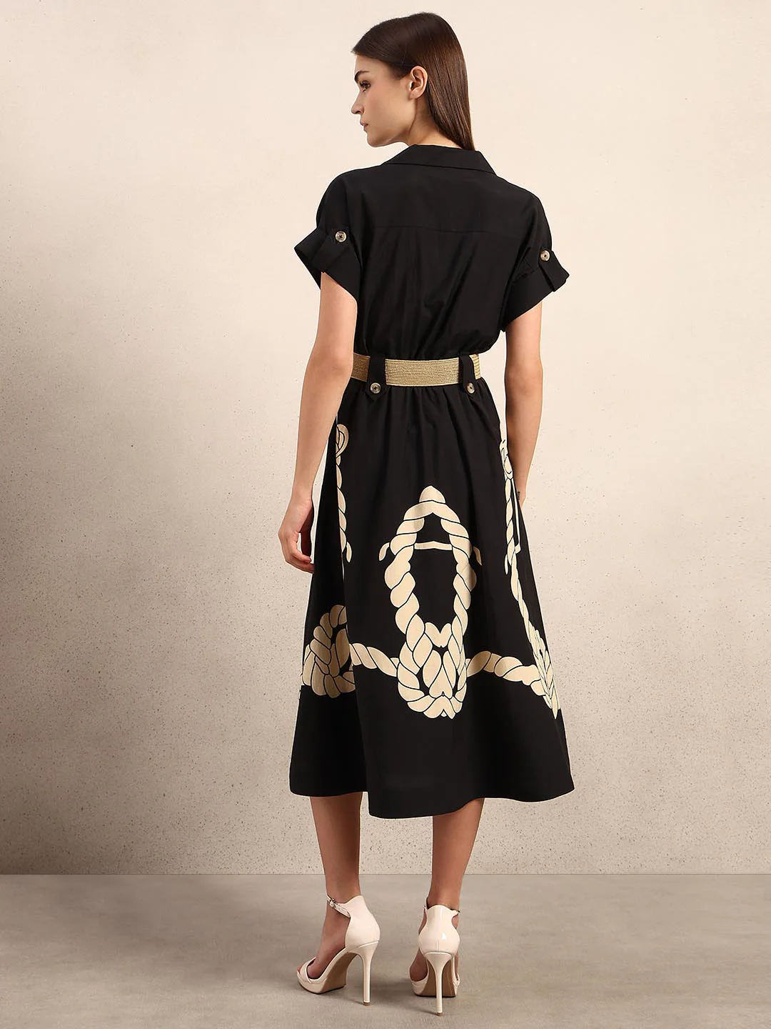 Black Printed Shirt Dress - Image 4