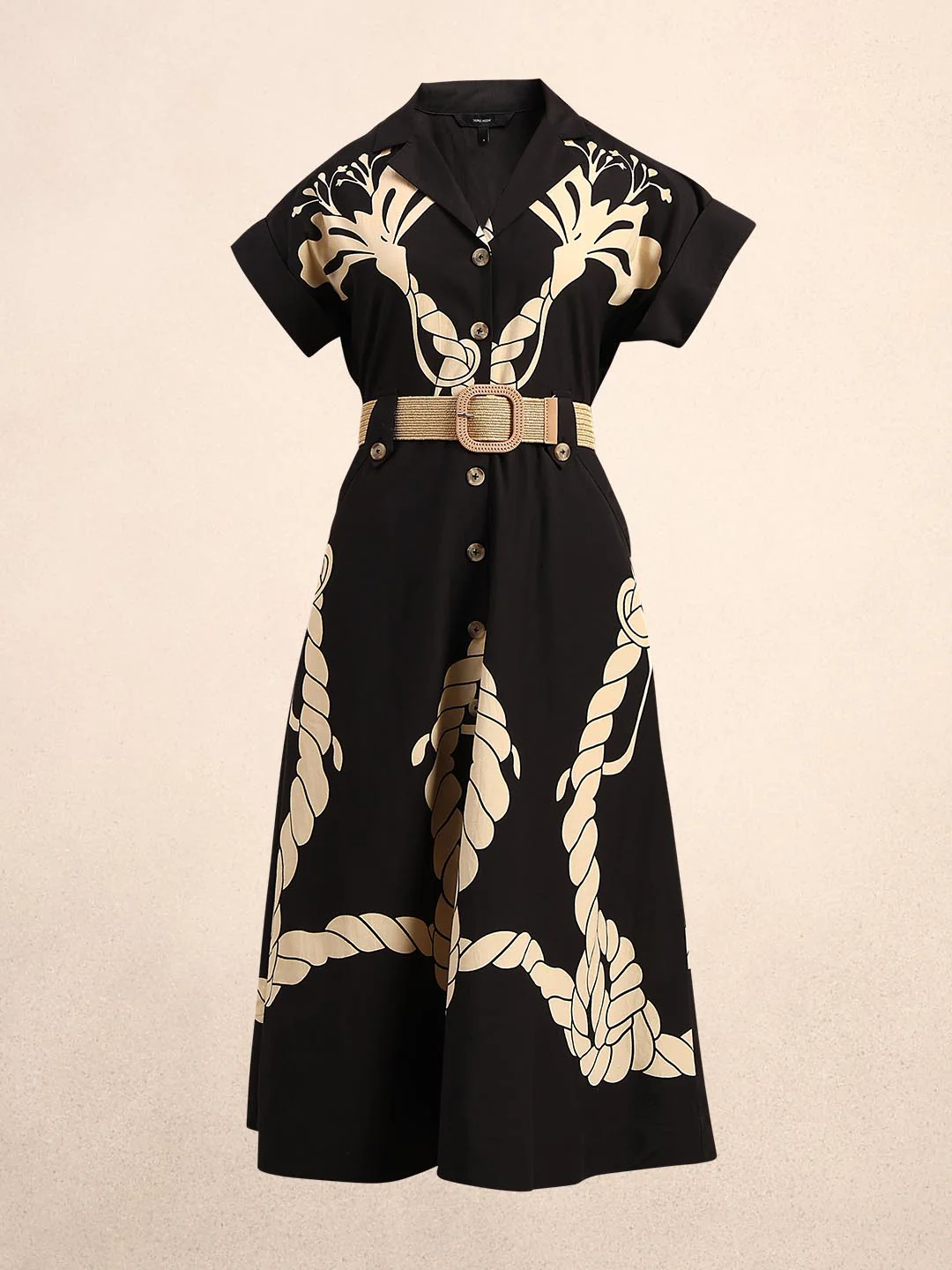 Black Printed Shirt Dress - Image 7