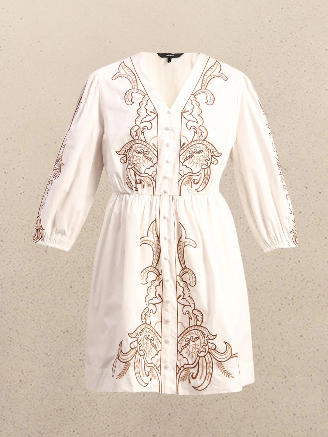 White Embroidered Cotton Dress - Image 7