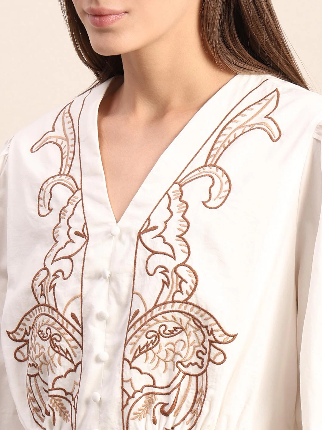 White Embroidered Cotton Dress - Image 8