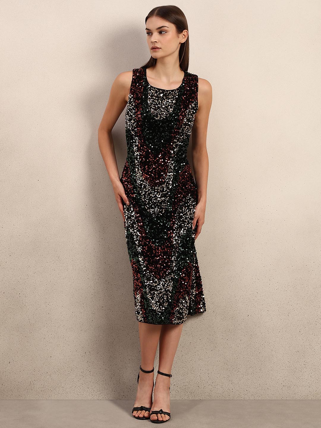 Multi-Colour Sequined Midi Dress - Image 2