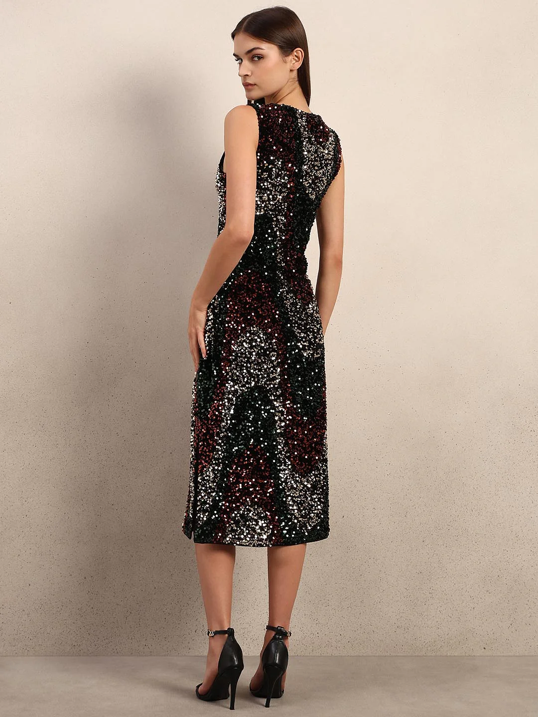 Multi-Colour Sequined Midi Dress - Image 4
