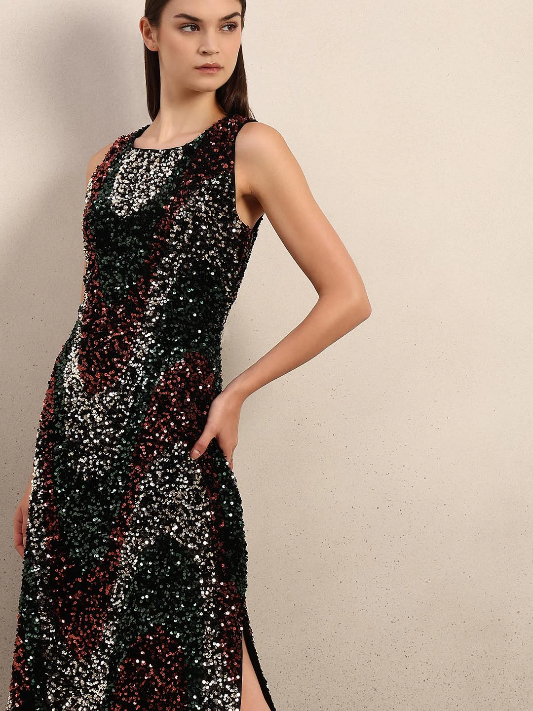 Multi-Colour Sequined Midi Dress - Image 5