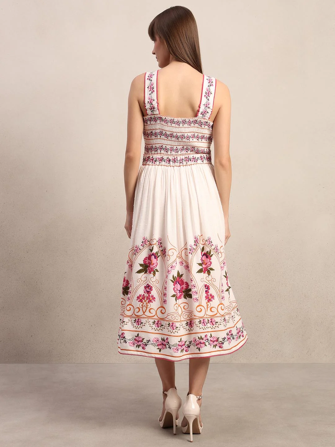 White Floral Midi Dress - Image 4
