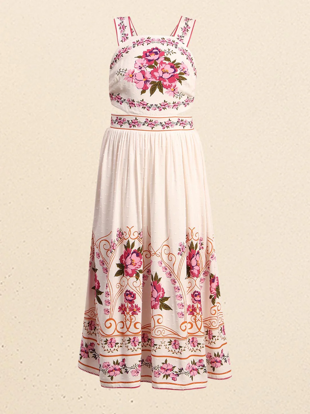 White Floral Midi Dress - Image 7