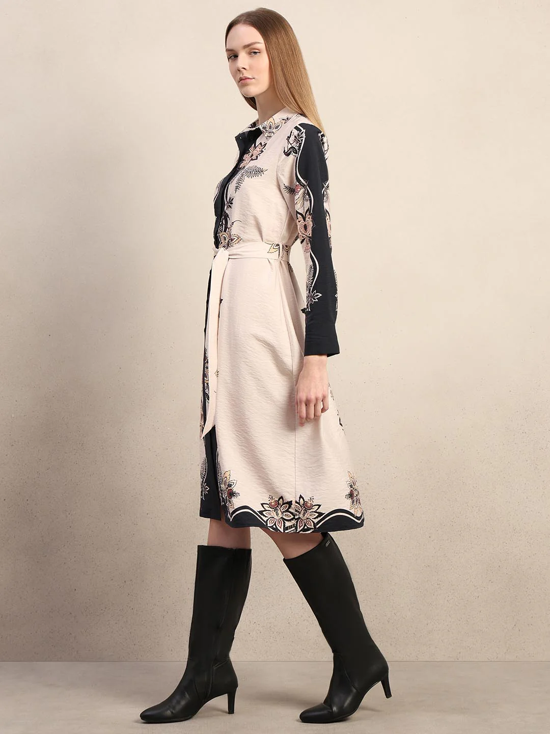 Black Printed Shirt Dress - Image 3