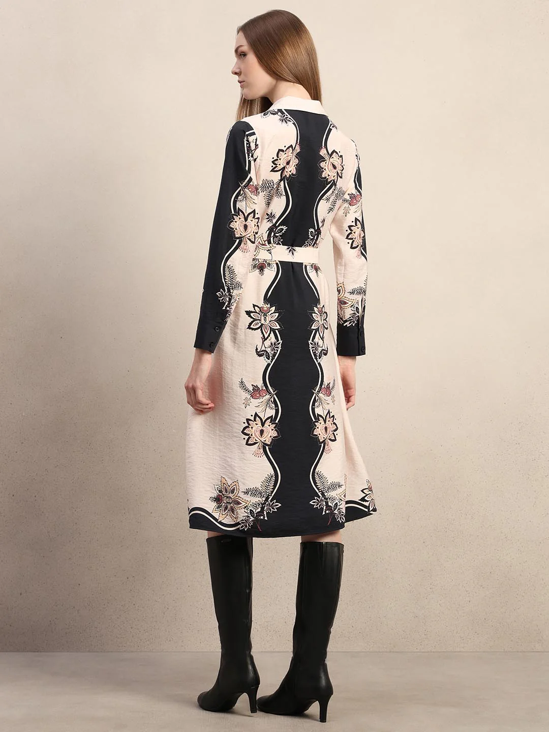 Black Printed Shirt Dress - Image 4