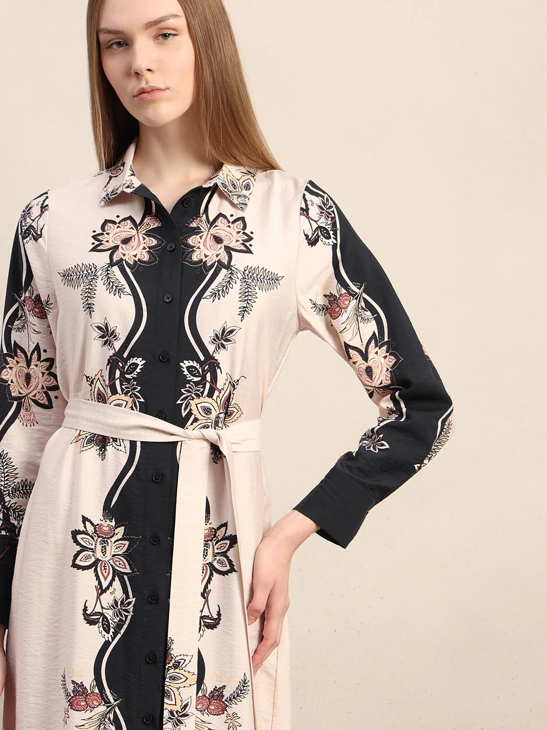 Black Printed Shirt Dress - Image 5