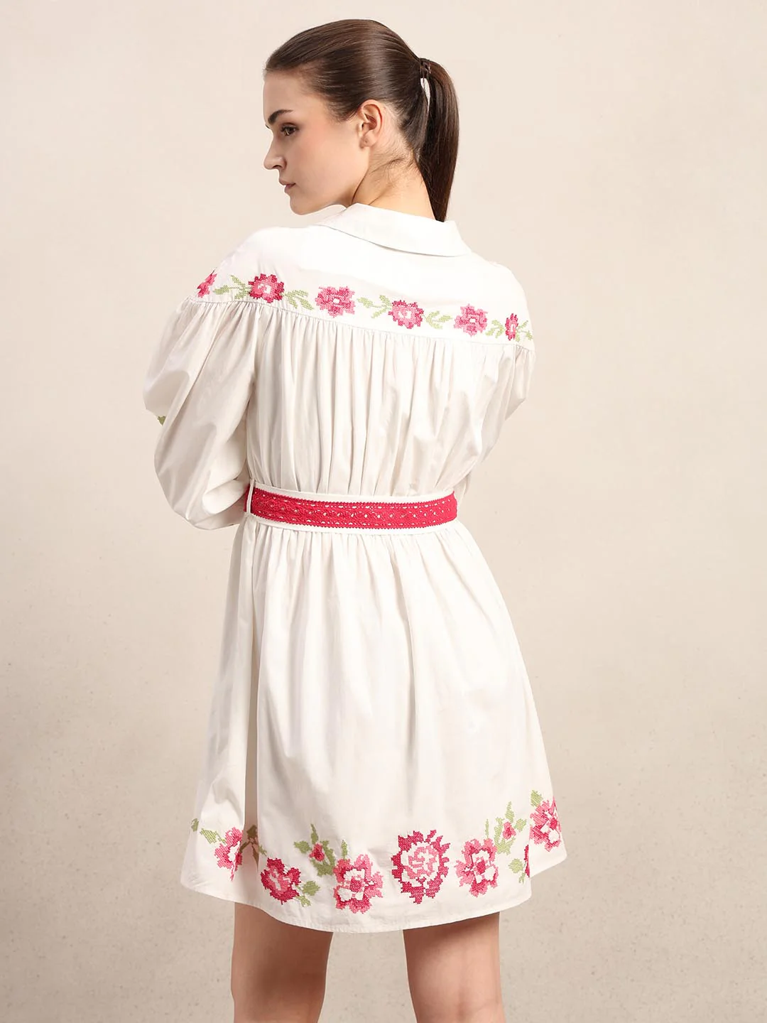 White Floral Mini Dress - Image 4