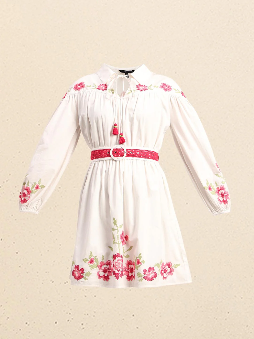 White Floral Mini Dress - Image 7