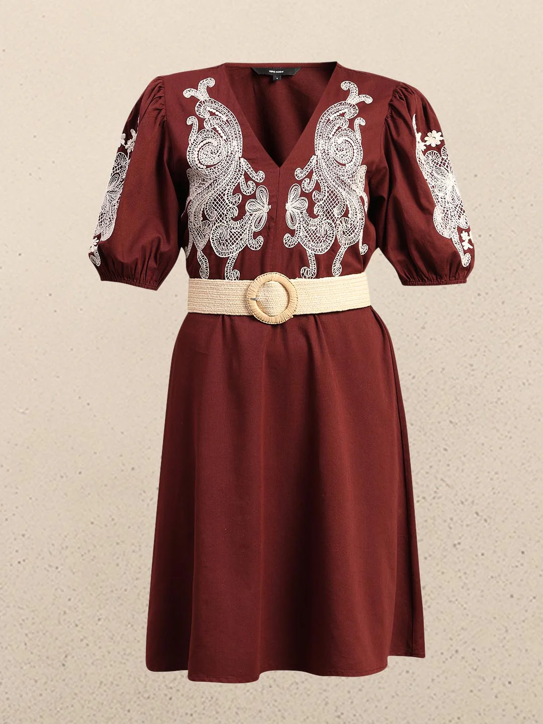 Chocolate Brown Embroidered Dress - Image 7