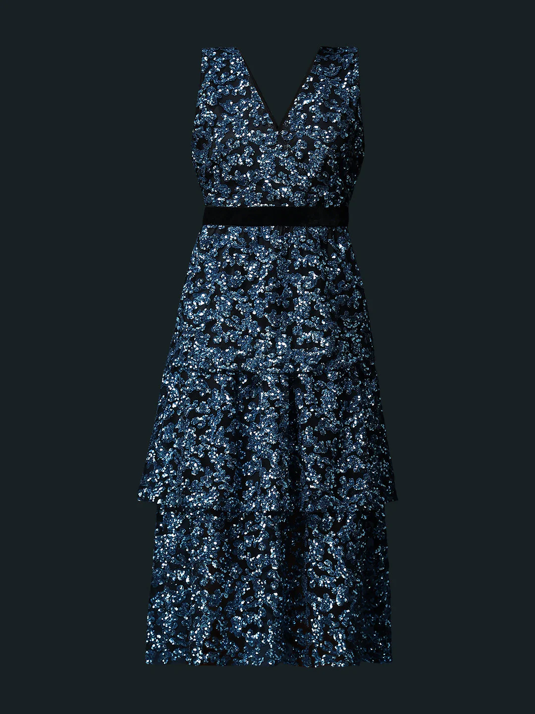 Marquee Sequined Tiered Midi Dress - Image 7