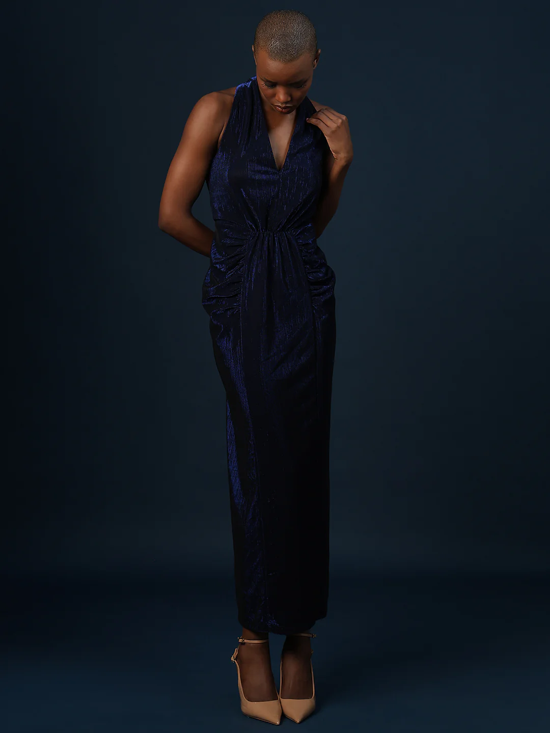 Marquee Ruched Halter Neck Dress - Image 2