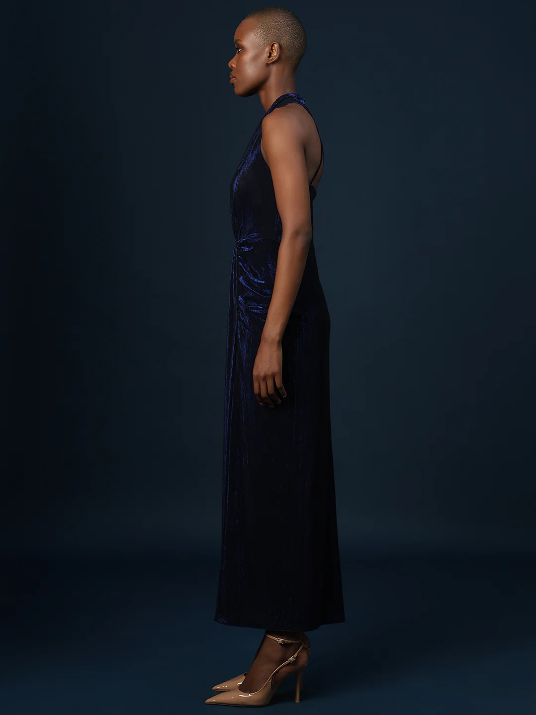 Marquee Ruched Halter Neck Dress - Image 3