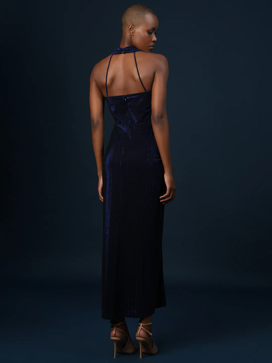 Marquee Ruched Halter Neck Dress - Image 4