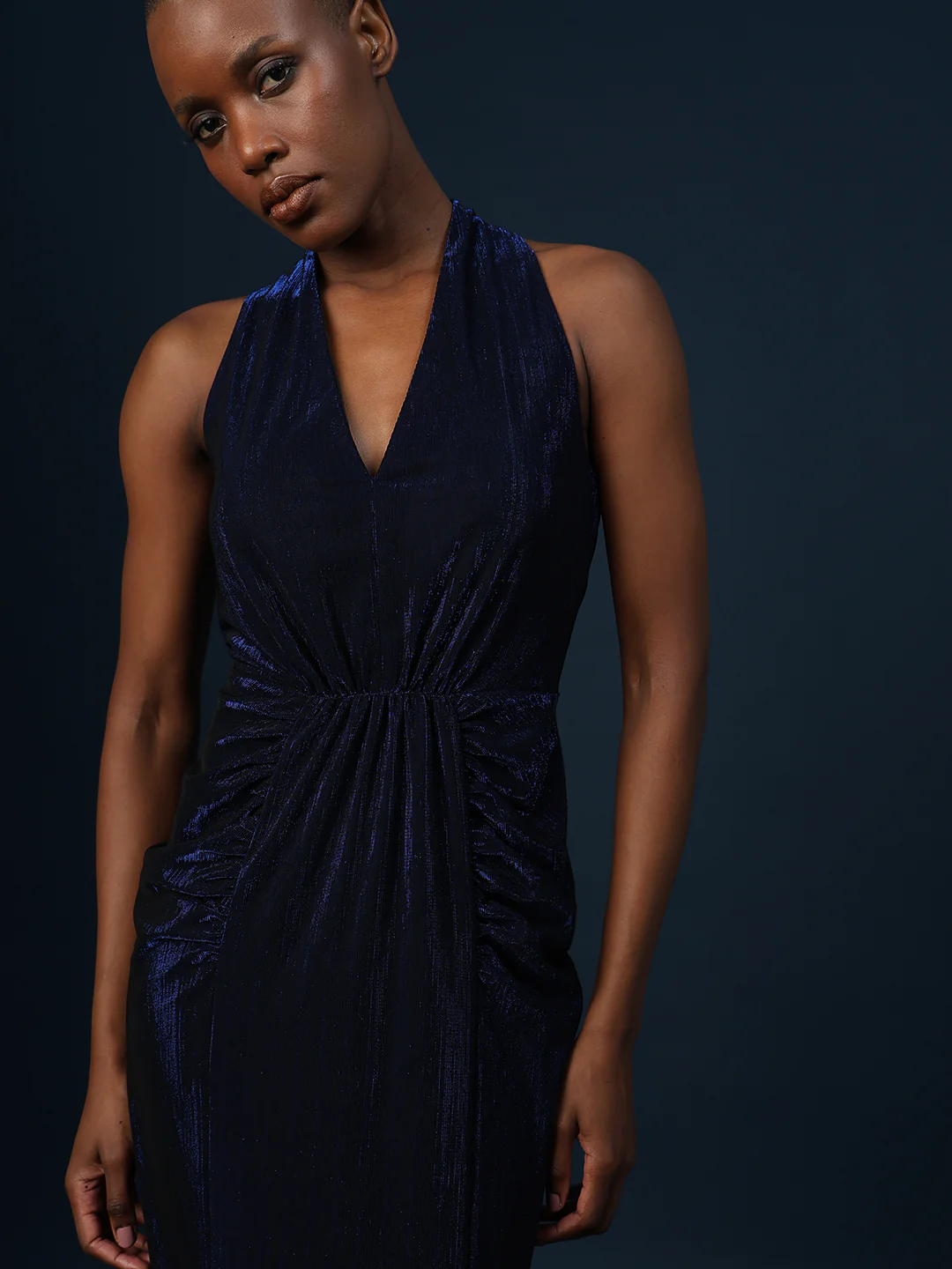 Marquee Ruched Halter Neck Dress - Image 5