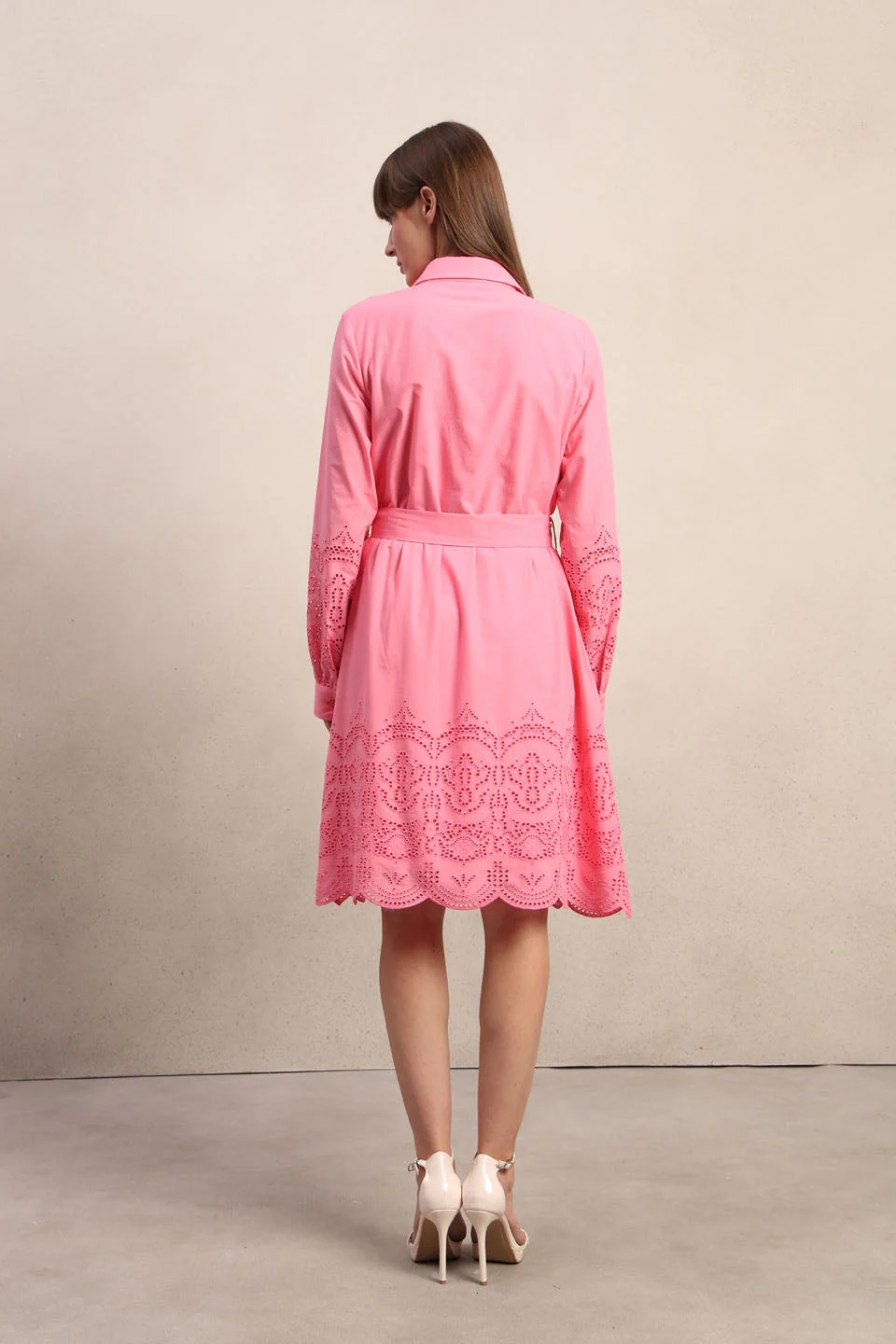 Embroidered Belted Shirt Dress - Image 10