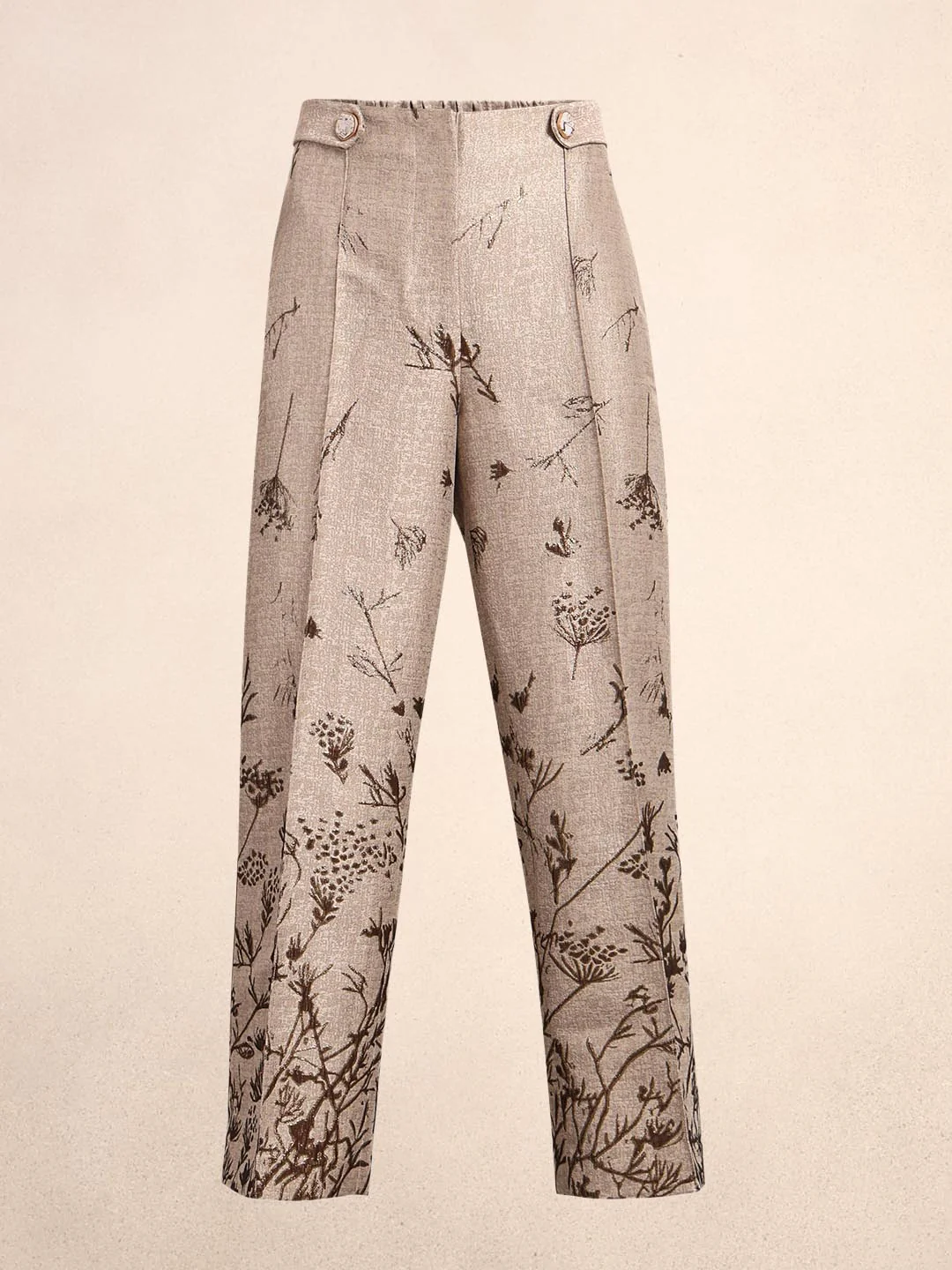 Beige Printed Straight Fit Pants - Image 7