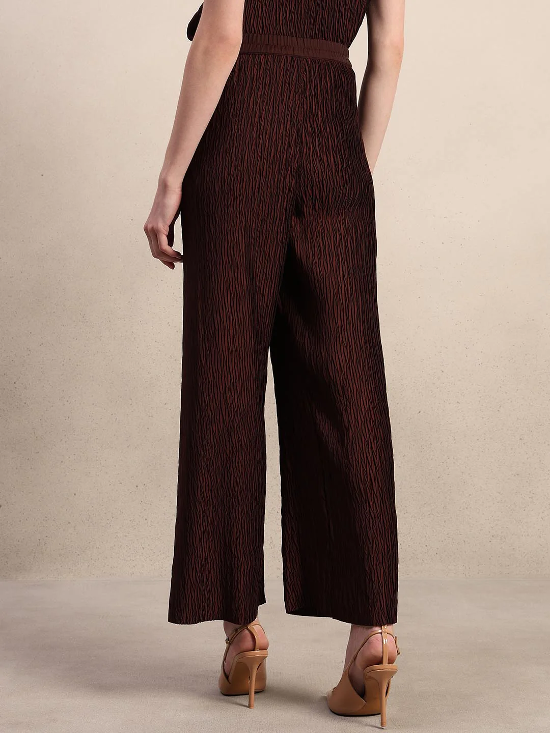 Maroon Textured Ankle Length Pants - Image 4