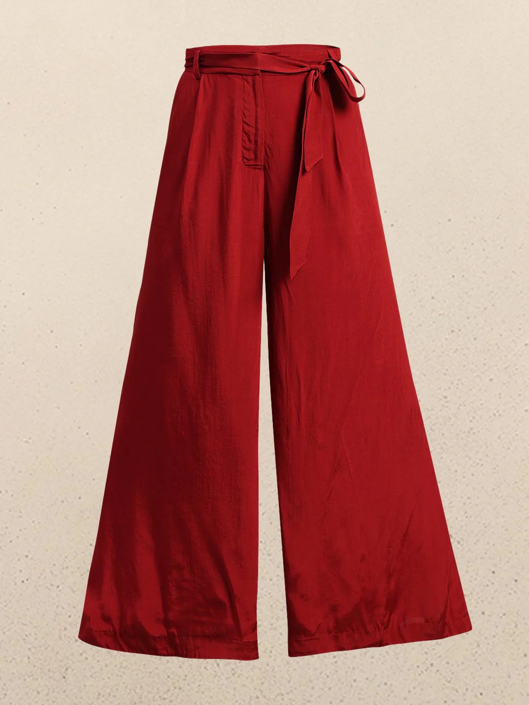 Red High Rise Wide Leg Pants - Image 7