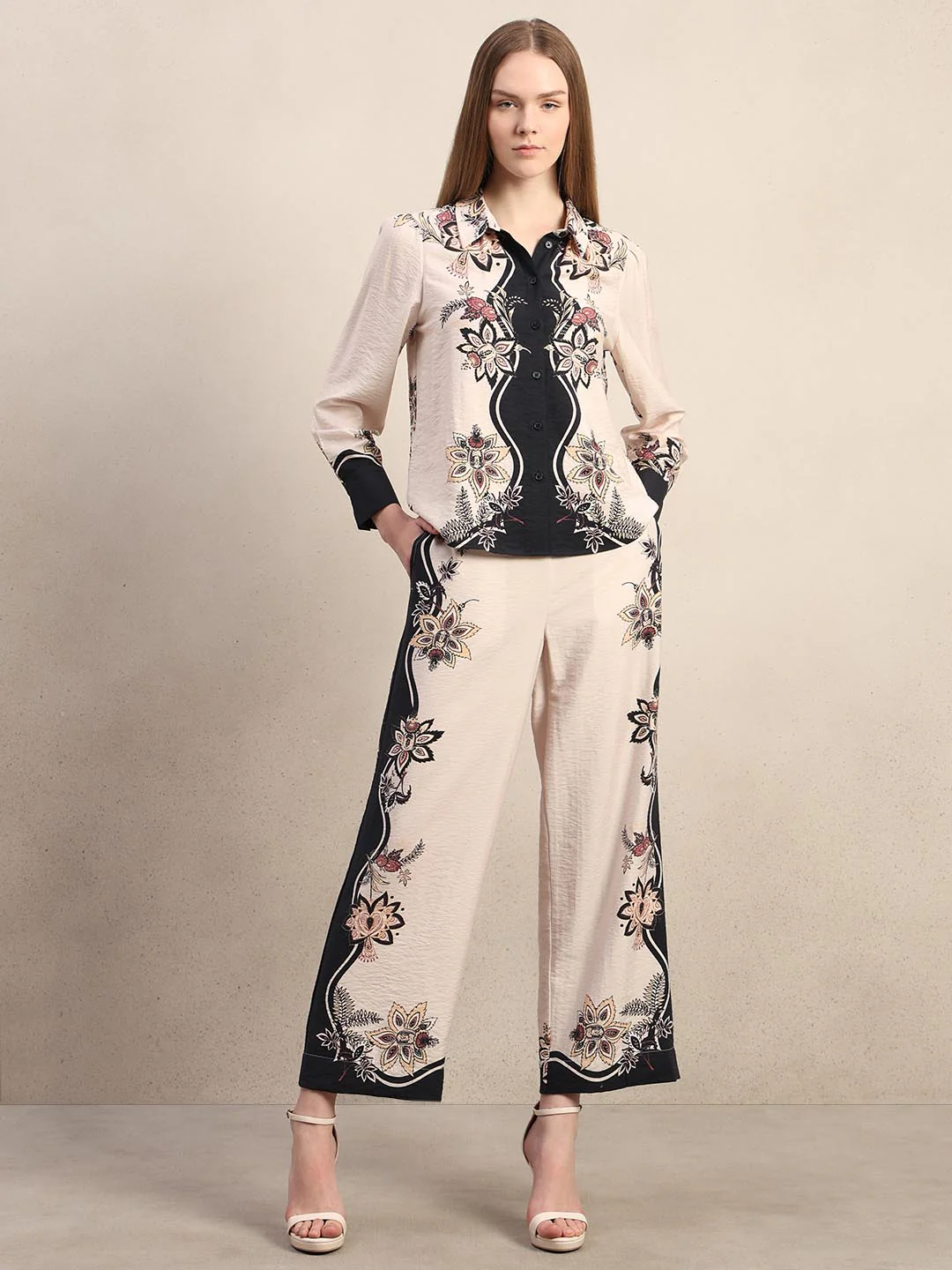 Ecru Floral Print Shirt - Image 5