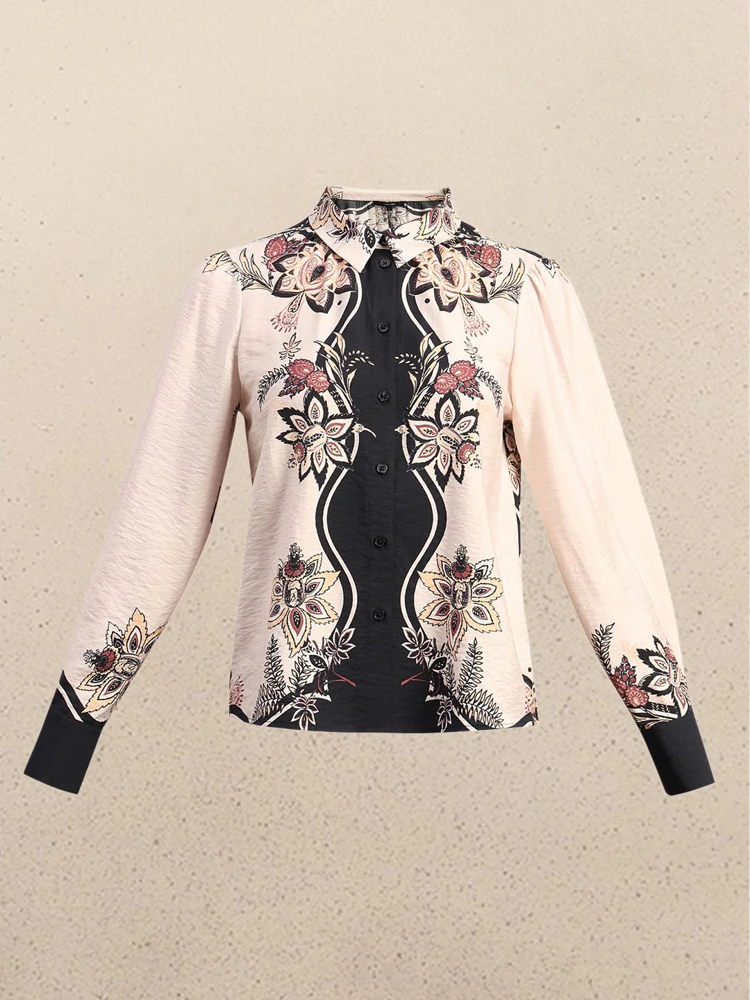Ecru Floral Print Shirt - Image 7