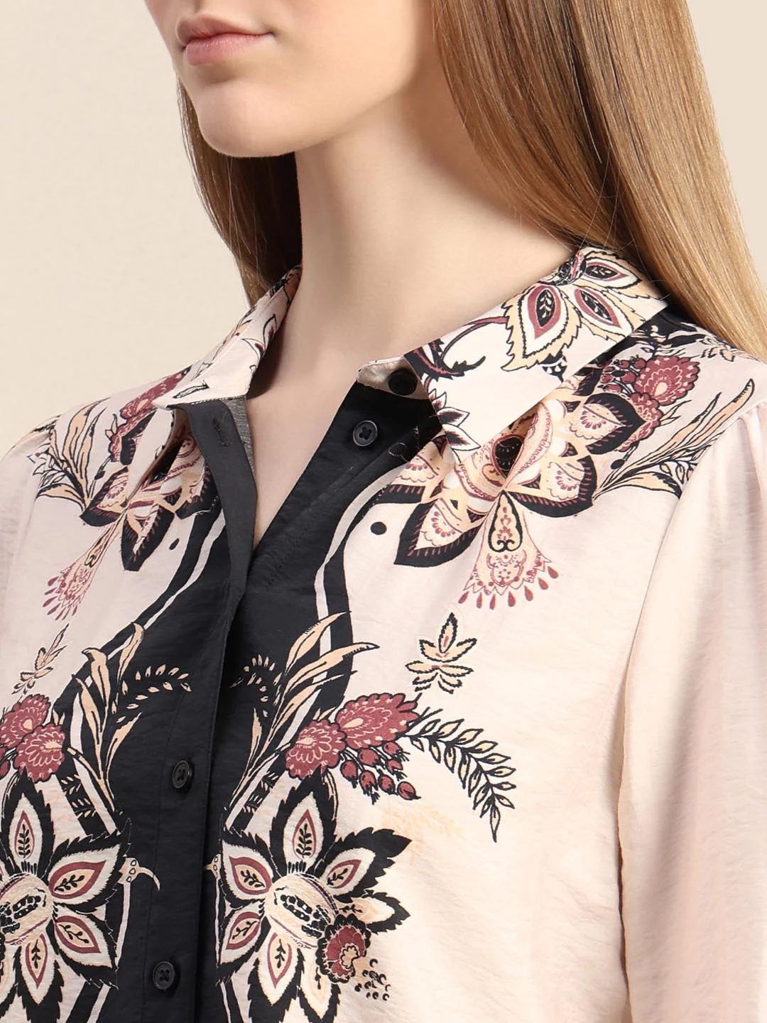 Ecru Floral Print Shirt - Image 8